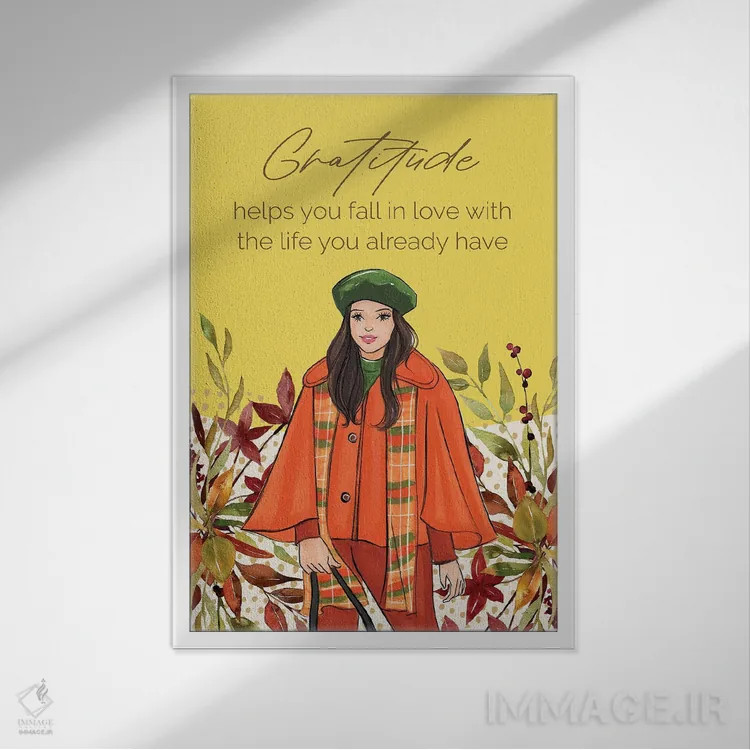 تابلو دکوراتیو شکرگزاری اثر رونگرونگ دوو - نمای قابدار سفید