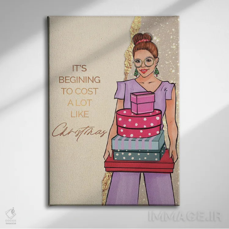تابلو دکوراتیو هزینه ها شبیه کریسمس زیاد شده اند اثر رونگرونگ دوو - نمای روبهرو روی دیوار