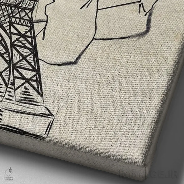 تابلو مینیمال دختر در پاریس اثر رونگرونگ دوو - نمای نزدیک بافت بوم