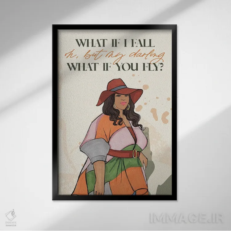 تابلو دکوراتیو اگر بیفتم چه؟ ۲ اثر رونگرونگ دوو - نمای قابدار مشکی