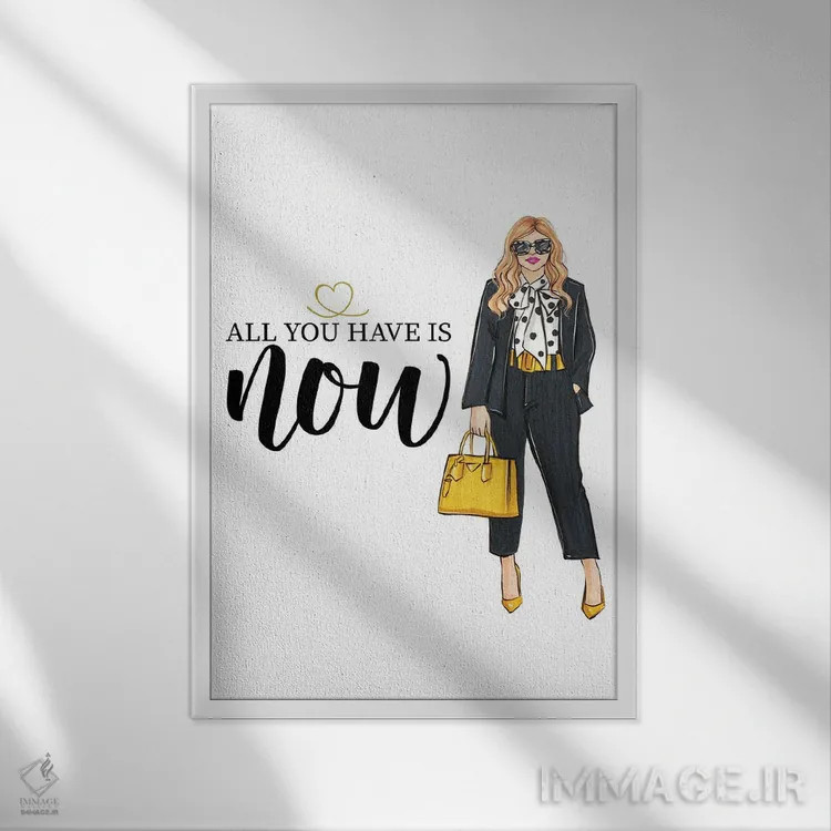 تابلو دکوراتیو همه چیز همین اکنون است اثر رونگرونگ دوو - نمای قابدار سفید