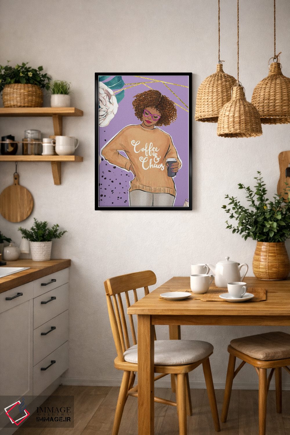 تابلو دکوراتیو قهوه و شلوغی اثر رونگرونگ دوو - D5B