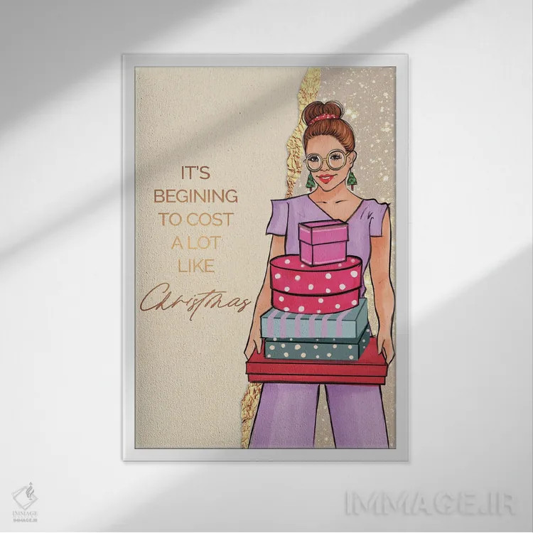 تابلو دکوراتیو هزینه ها شبیه کریسمس زیاد شده اند اثر رونگرونگ دوو - نمای قابدار سفید