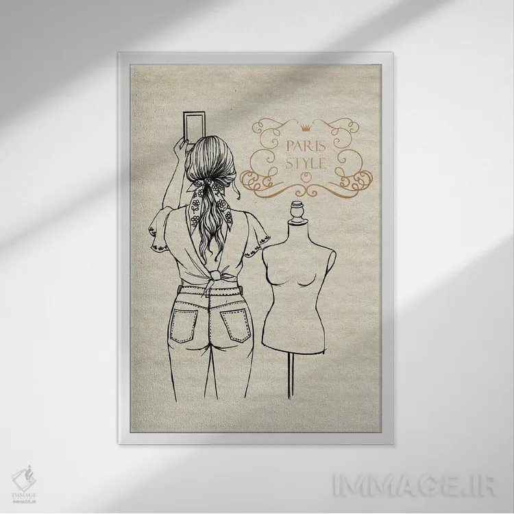 تابلو دکوراتیو استایل پاریسی اثر رونگرونگ دوو - نمای قابدار سفید