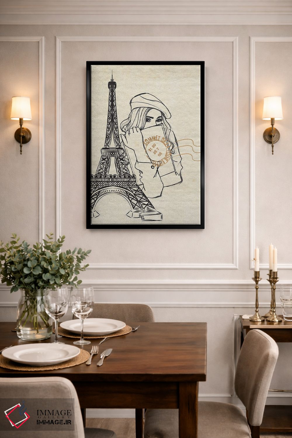تابلو مینیمال دختر در پاریس اثر رونگرونگ دوو - D1B