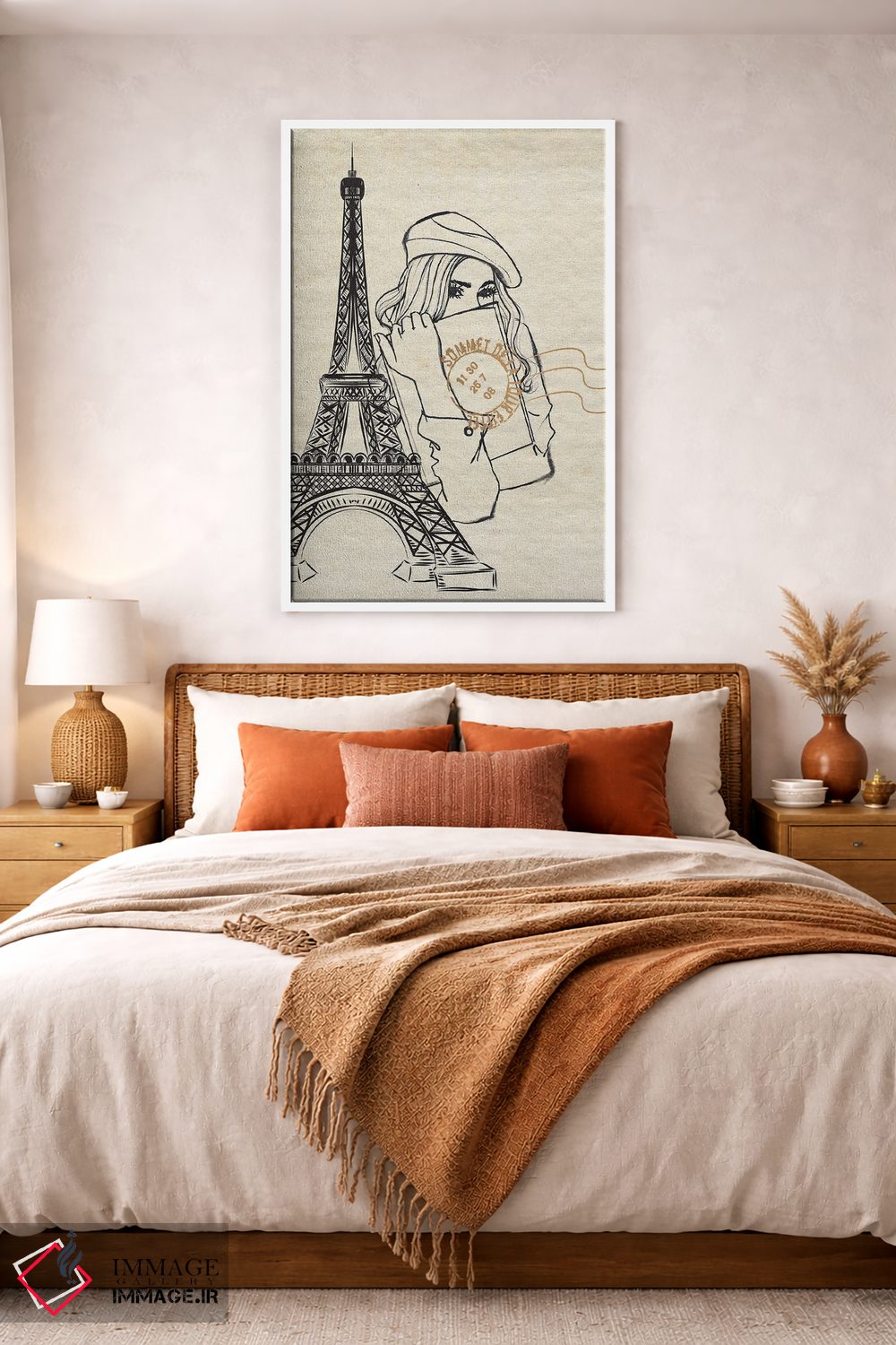 تابلو مینیمال دختر در پاریس اثر رونگرونگ دوو - D2W