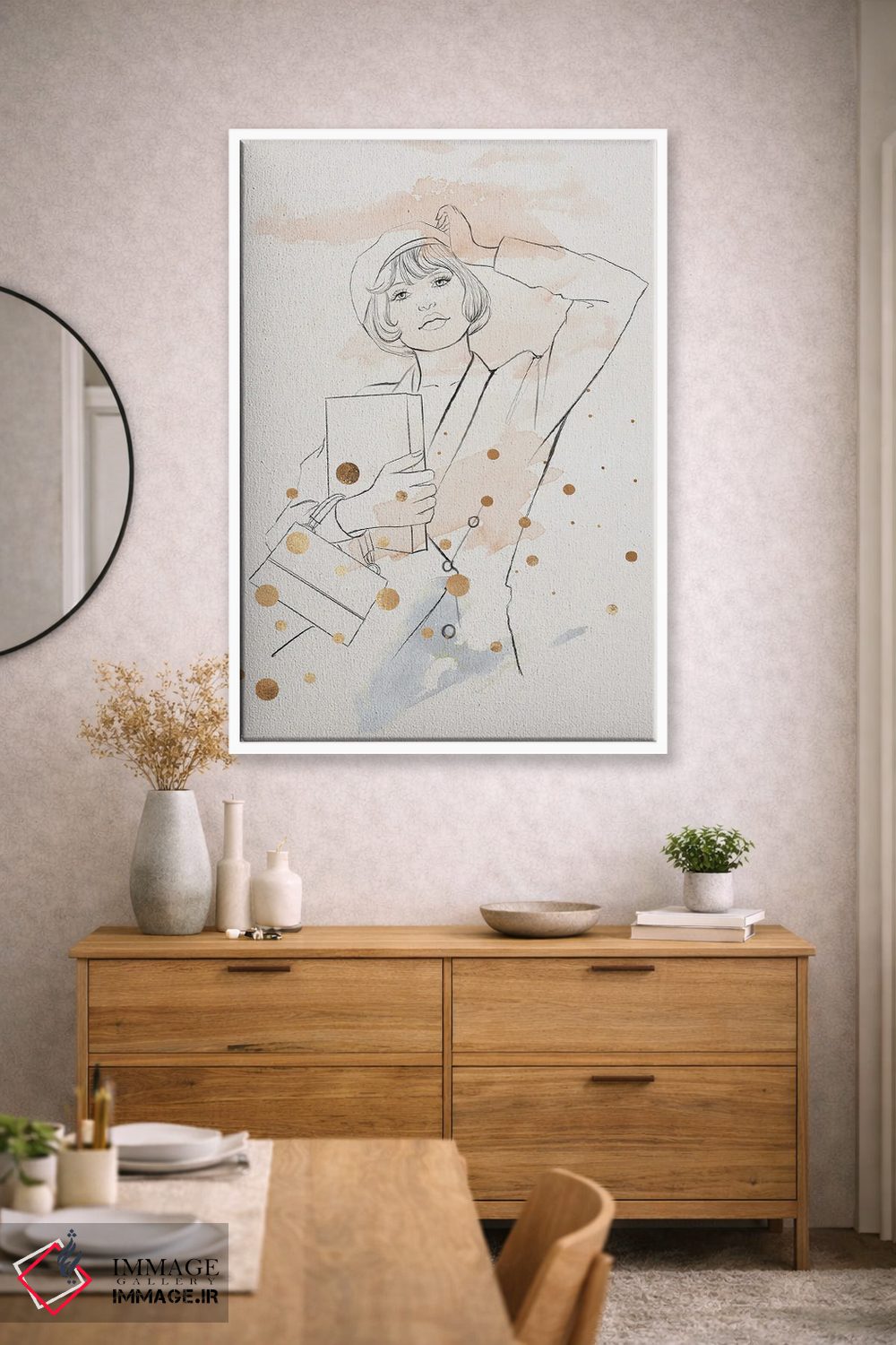 تابلو مینیمال دختر فرانسوی اثر رونگرونگ دوو - D2W