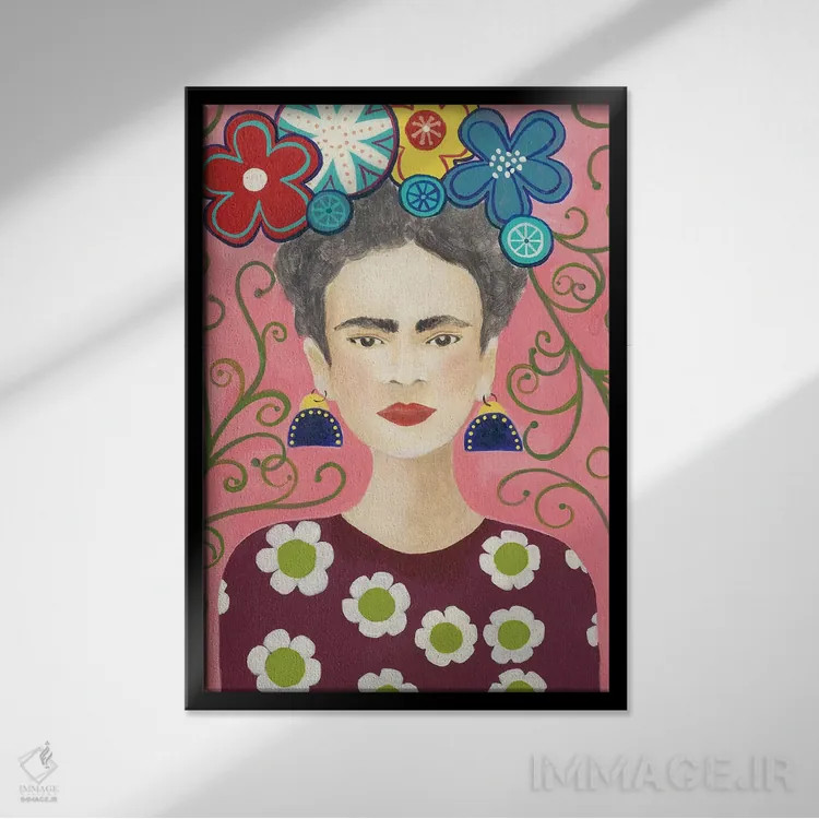 تابلو دکوراتیو طرح گل فریدا شماره ۱ اثر رجینا مور - نمای قابدار مشکی