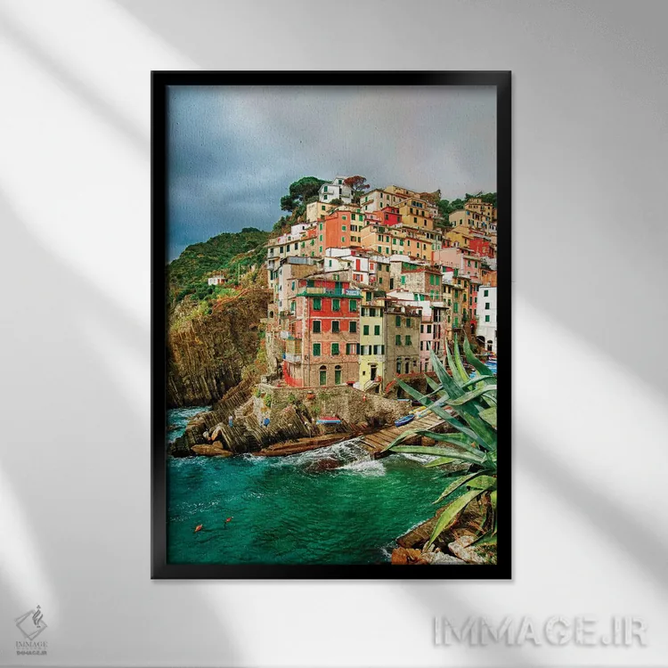 تابلو دکوراتیو La Spezia Province, Liguria Region, Italy,شهر ساحلی ریوماج… اثر ریچارد دووال - نمای قابدار مشکی