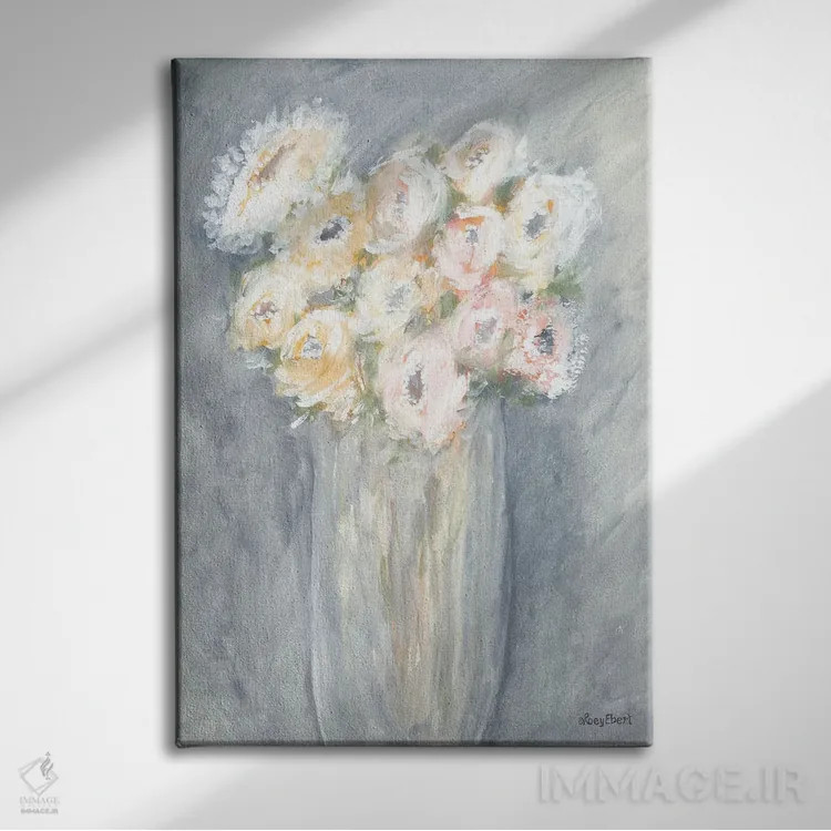 تابلو دکوراتیو دسته گل تازه اثر روی ایبرت - نمای روبهرو روی دیوار