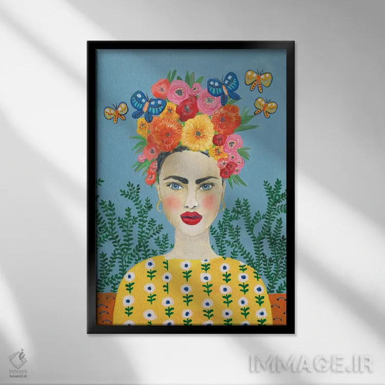 تابلو دکوراتیو سربند فریدا شماره ۱ اثر رجینا مور - نمای قابدار مشکی