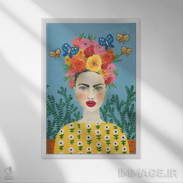 تابلو دکوراتیو سربند فریدا شماره ۱ اثر رجینا مور - نمای قابدار سفید