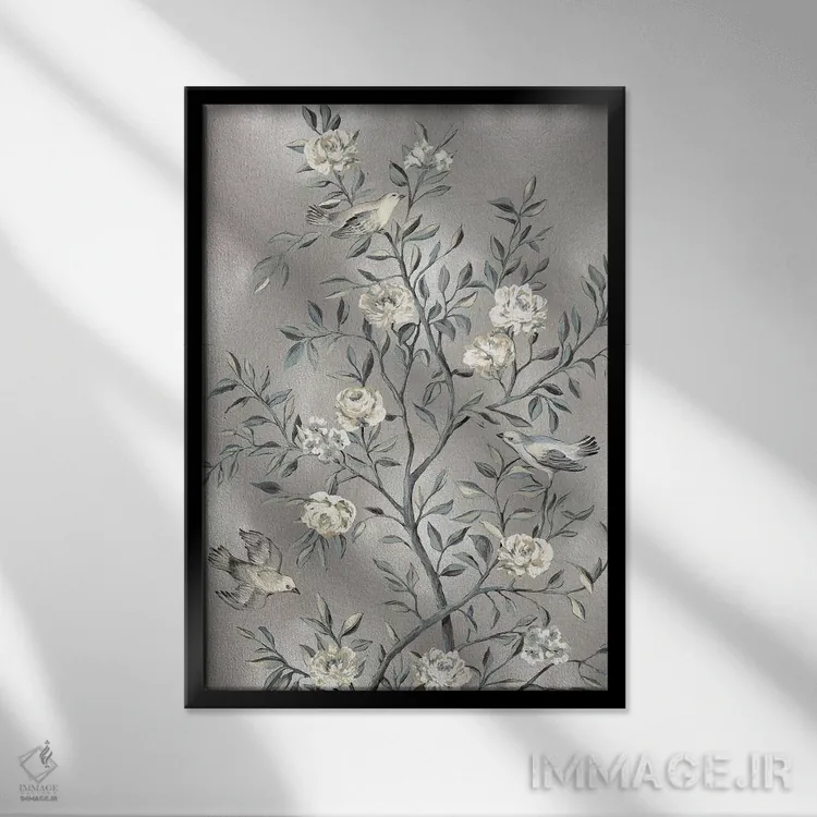 تابلو دکوراتیو چینی کاری شماره ۳ اثر رنه کمپبل - نمای قابدار مشکی