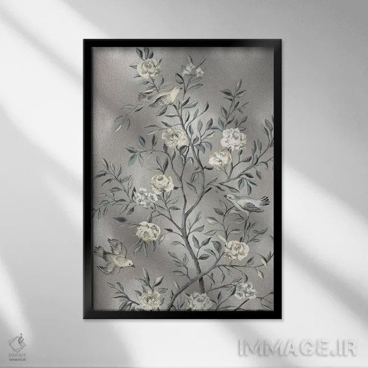 تابلو دکوراتیو چینی کاری شماره ۳ اثر رنه کمپبل - نمای قابدار مشکی