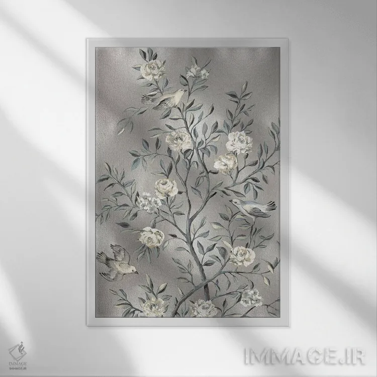 تابلو دکوراتیو چینی کاری شماره ۳ اثر رنه کمپبل - نمای قابدار سفید