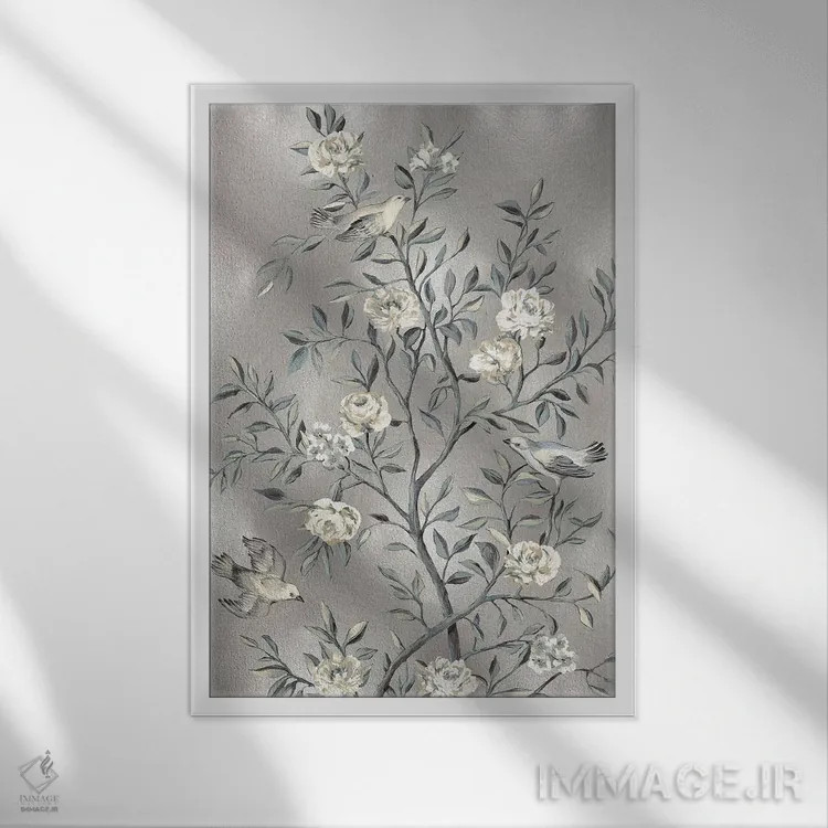 تابلو دکوراتیو چینی کاری شماره ۳ اثر رنه کمپبل - نمای قابدار سفید