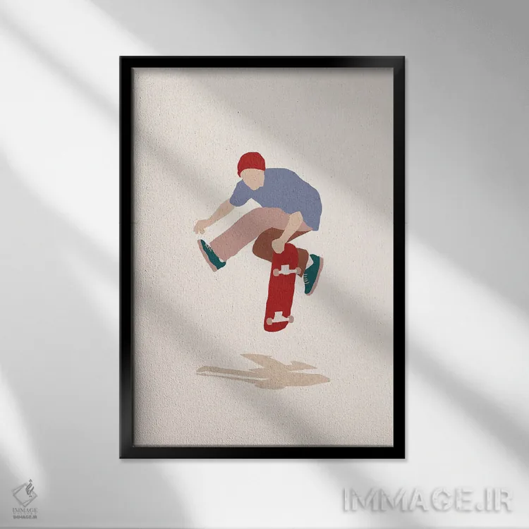 تابلو مینیمال اسکیت ایروااک اثر رابرت فارکاش - نمای قابدار مشکی