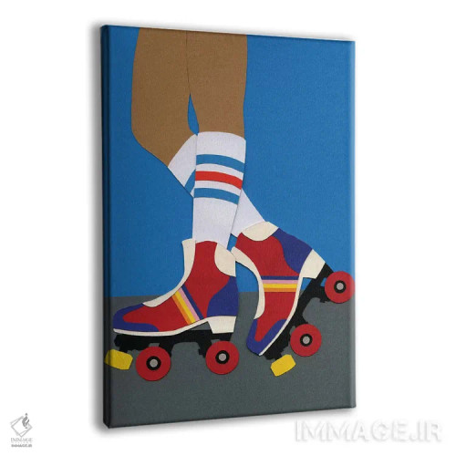 تابلو دکوراتیو دختر اسکیت سوار دهه ۷۰ اثر روزی فایست - نمای پرسپکتیو محصول