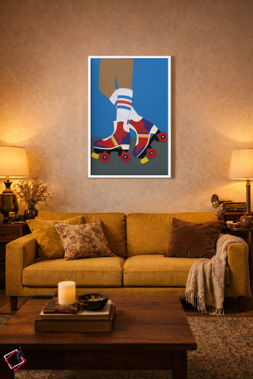 تابلو دکوراتیو دختر اسکیت سوار دهه ۷۰ اثر روزی فایست - D1W