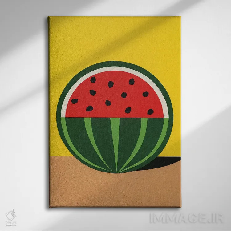تابلو مینیمال هندوانه سه چهارم اثر روزی فایست - نمای روبهرو روی دیوار