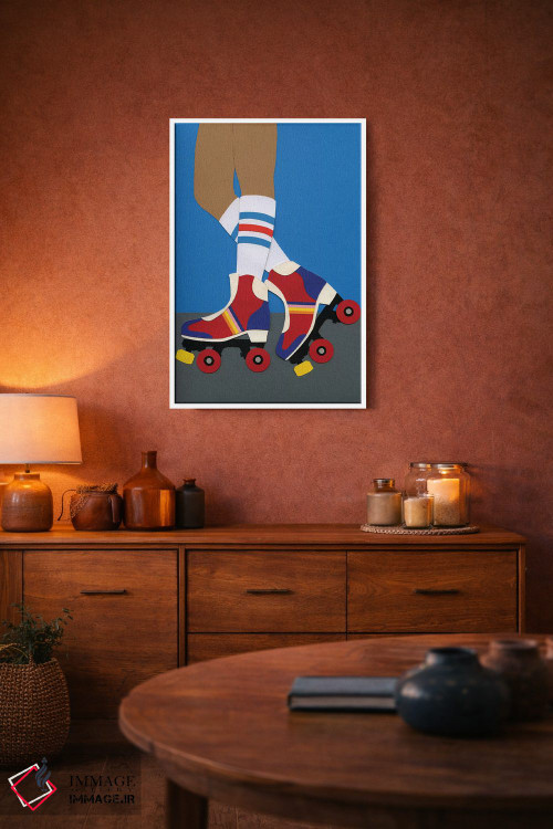 تابلو دکوراتیو دختر اسکیت سوار دهه ۷۰ اثر روزی فایست - D3W