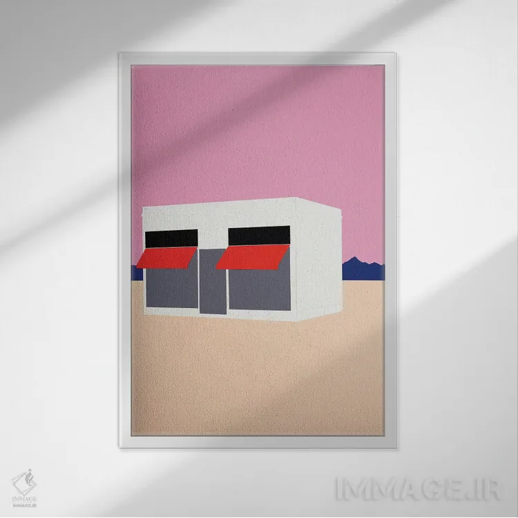 تابلو دکوراتیو بوتیک غروب اثر روزی فایست - نمای قابدار سفید