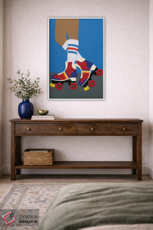تابلو دکوراتیو دختر اسکیت سوار دهه ۷۰ اثر روزی فایست - D2W
