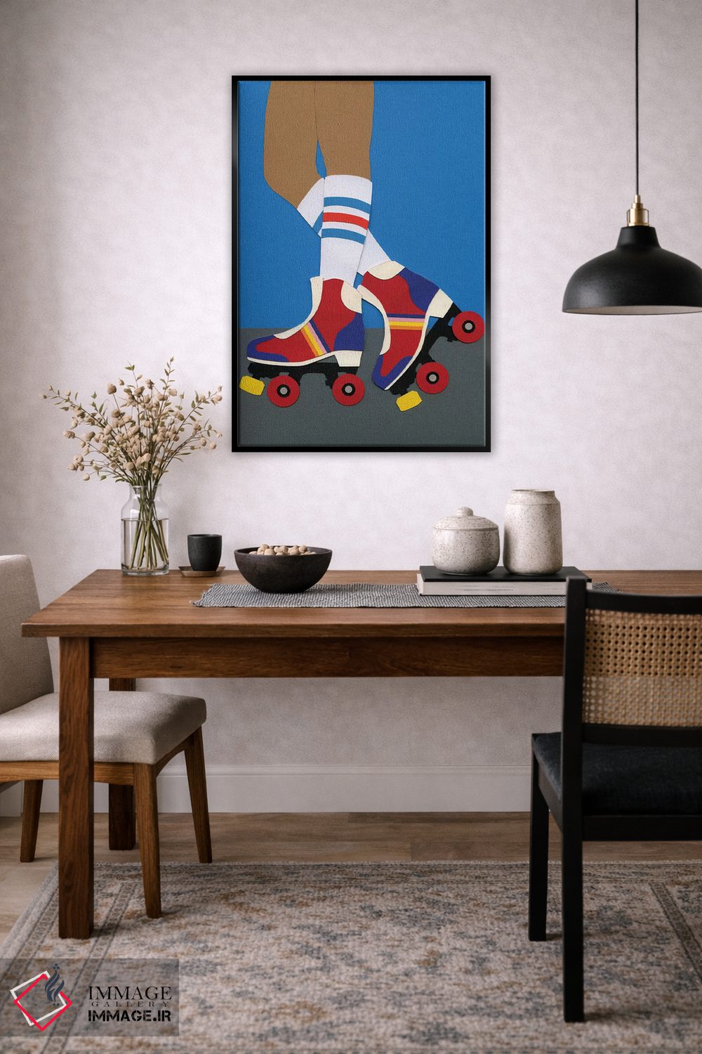 تابلو دکوراتیو دختر اسکیت سوار دهه ۷۰ اثر روزی فایست - D4B