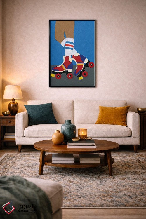 تابلو دکوراتیو دختر اسکیت سوار دهه ۷۰ اثر روزی فایست - D5B