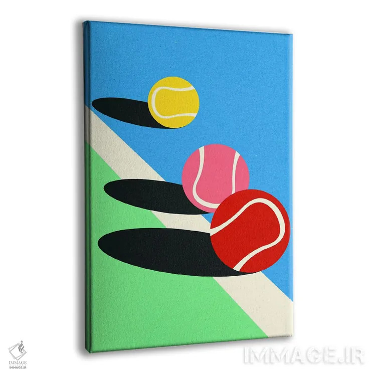 تابلو دکوراتیو سه توپ تنیس اثر روزی فایست - نمای پرسپکتیو محصول