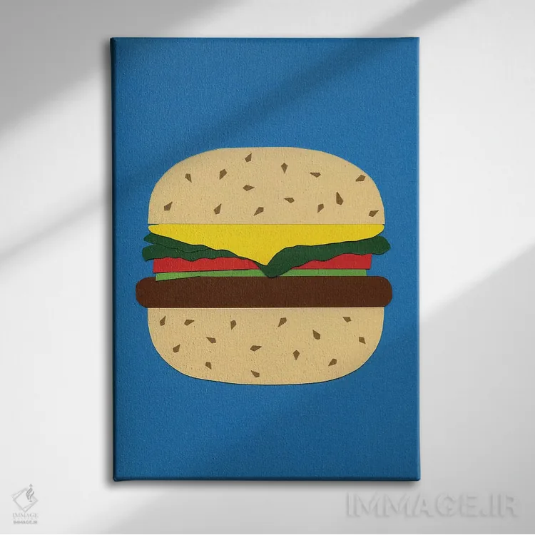 تابلو مینیمال برگر سبزیجات اثر روزی فایست - نمای روبهرو روی دیوار