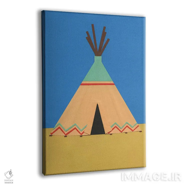 تابلو دکوراتیو تیپی سبز قرمز اثر روزی فایست - نمای پرسپکتیو محصول