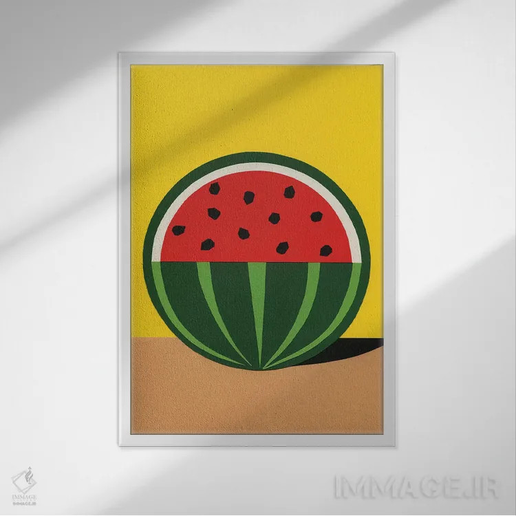 تابلو مینیمال هندوانه سه چهارم اثر روزی فایست - نمای قابدار سفید