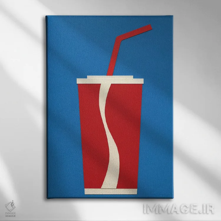 تابلو مینیمال فنجان کوکاکولا اثر روزی فایست - نمای روبهرو روی دیوار