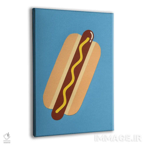 تابلو مینیمال هات داگ آمریکایی اثر روزی فایست - نمای پرسپکتیو محصول