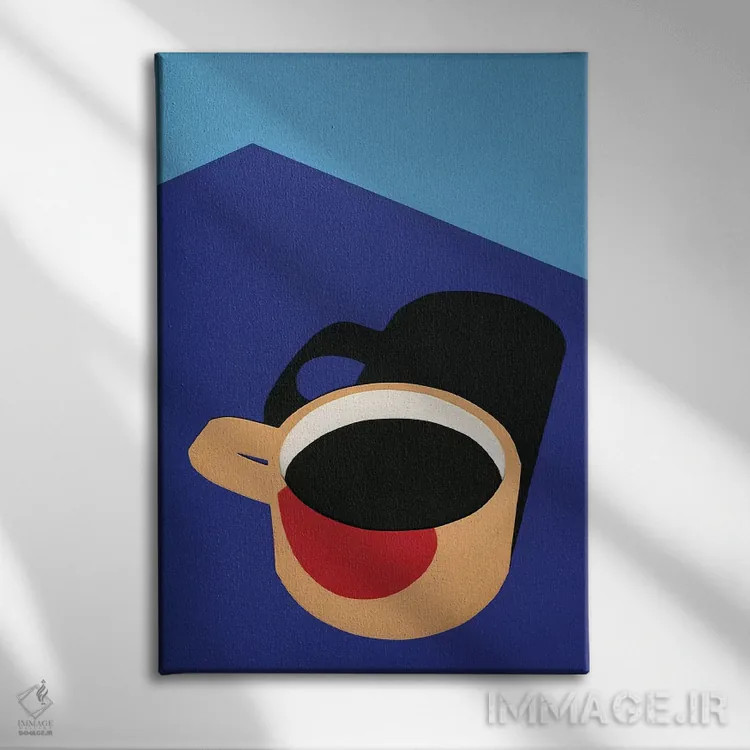 تابلو مینیمال فنجان قهوه اثر روزی فایست - نمای روبهرو روی دیوار