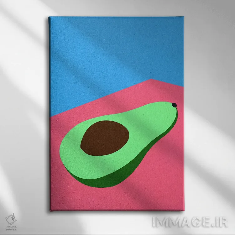 تابلو مینیمال آووکادو روی میز اثر روزی فایست - نمای روبهرو روی دیوار