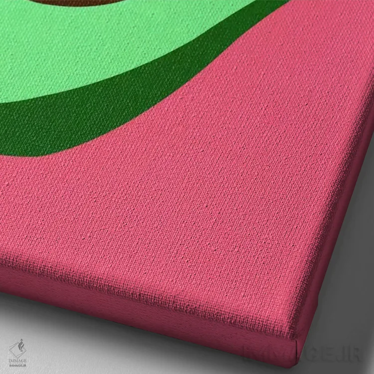 تابلو مینیمال آووکادو روی میز اثر روزی فایست - نمای نزدیک بافت بوم