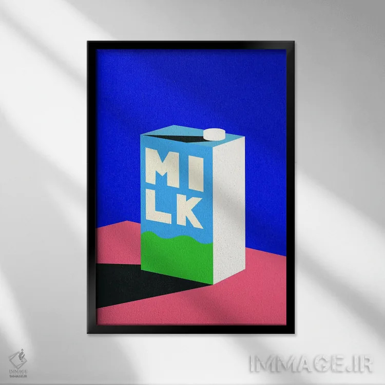 تابلو مینیمال شیر اثر روزی فایست - نمای قابدار مشکی