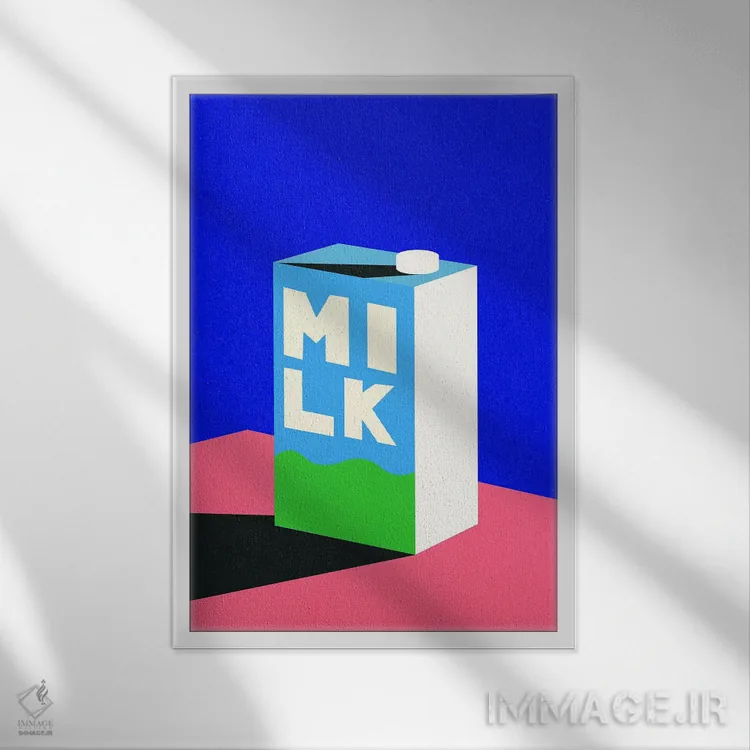 تابلو مینیمال شیر اثر روزی فایست - نمای قابدار سفید