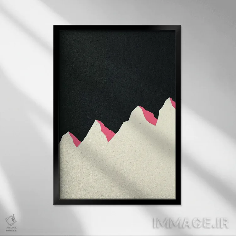 تابلو دکوراتیو شب تاریک کوه های سفید اثر روزی فایست - نمای قابدار مشکی