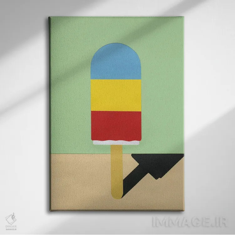 تابلو مینیمال هنری یخی اثر روزی فایست - نمای روبهرو روی دیوار