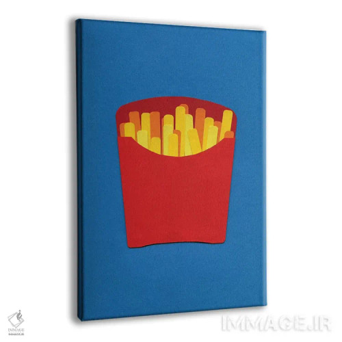 تابلو مینیمال سیب زمینی سرخ کرده در جعبه مقوایی اثر روزی فایست - نمای پرسپکتیو محصول