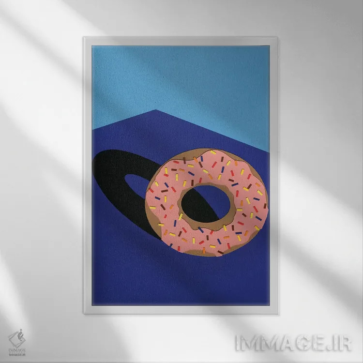 تابلو مینیمال دونات در آفتاب اثر روزی فایست - نمای قابدار سفید