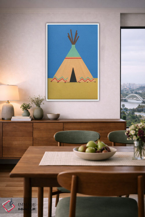 تابلو دکوراتیو تیپی سبز قرمز اثر روزی فایست - D5W