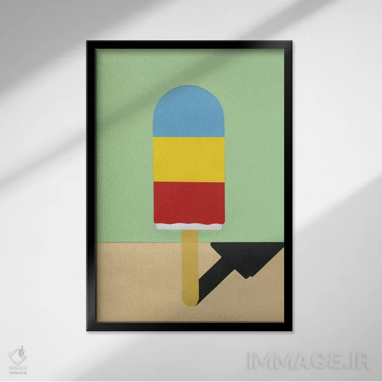 تابلو مینیمال هنری یخی اثر روزی فایست - نمای قابدار مشکی