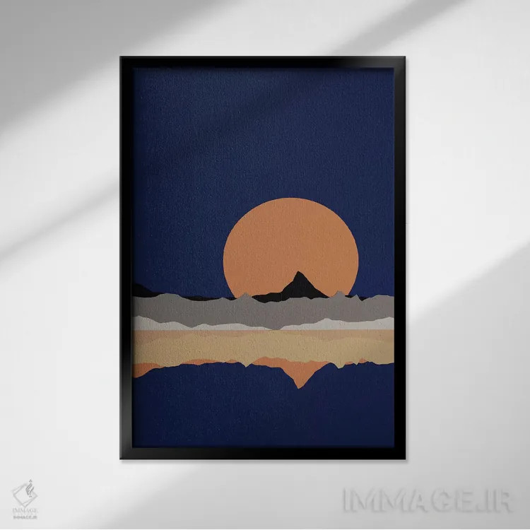 تابلو دکوراتیو طلوع ماه کامل بر فراز کوه های سیرا نوادا اثر روزی فایست - نمای قابدار مشکی