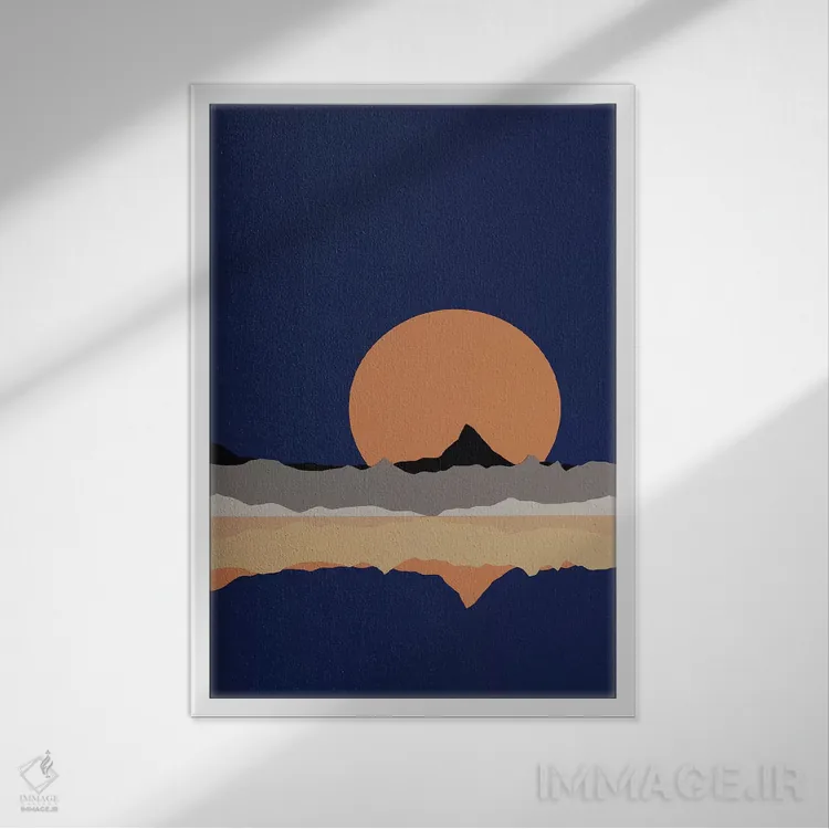 تابلو دکوراتیو طلوع ماه کامل بر فراز کوه های سیرا نوادا اثر روزی فایست - نمای قابدار سفید