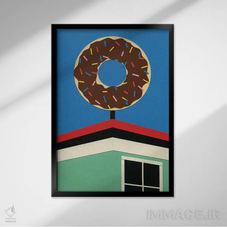 تابلو مینیمال گوشه دونات لس آنجلس اثر روزی فایست - نمای قابدار مشکی