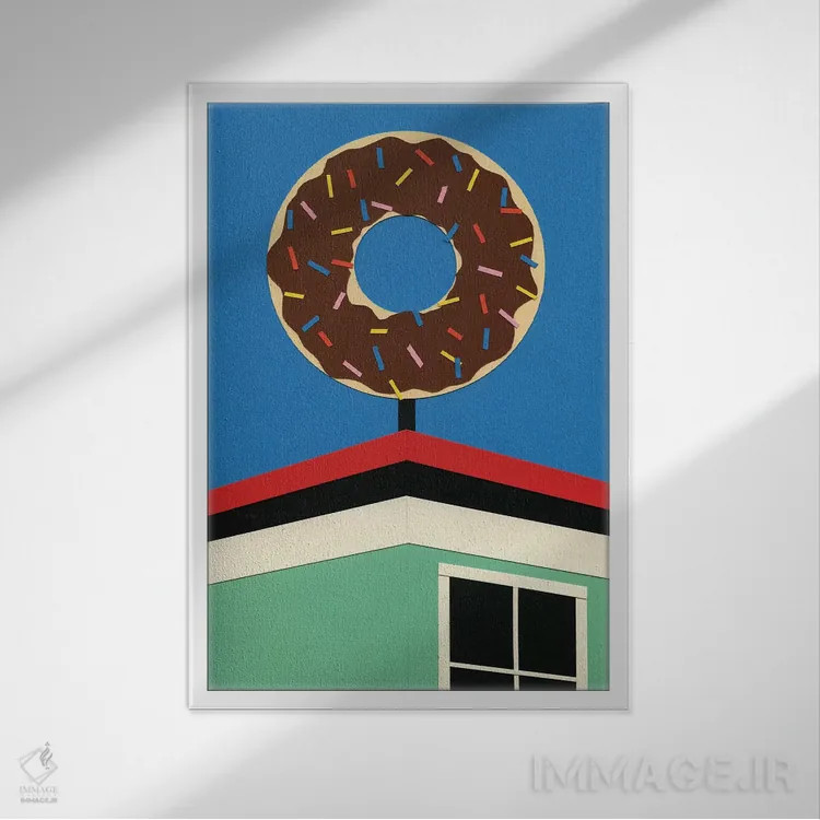 تابلو مینیمال گوشه دونات لس آنجلس اثر روزی فایست - نمای قابدار سفید